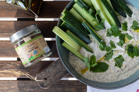 Oriental Mint Dip with Cucumber Sticks