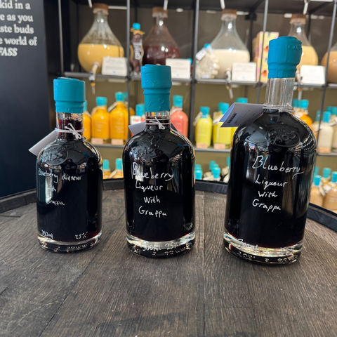 Blueberry liqueur refined with grappa